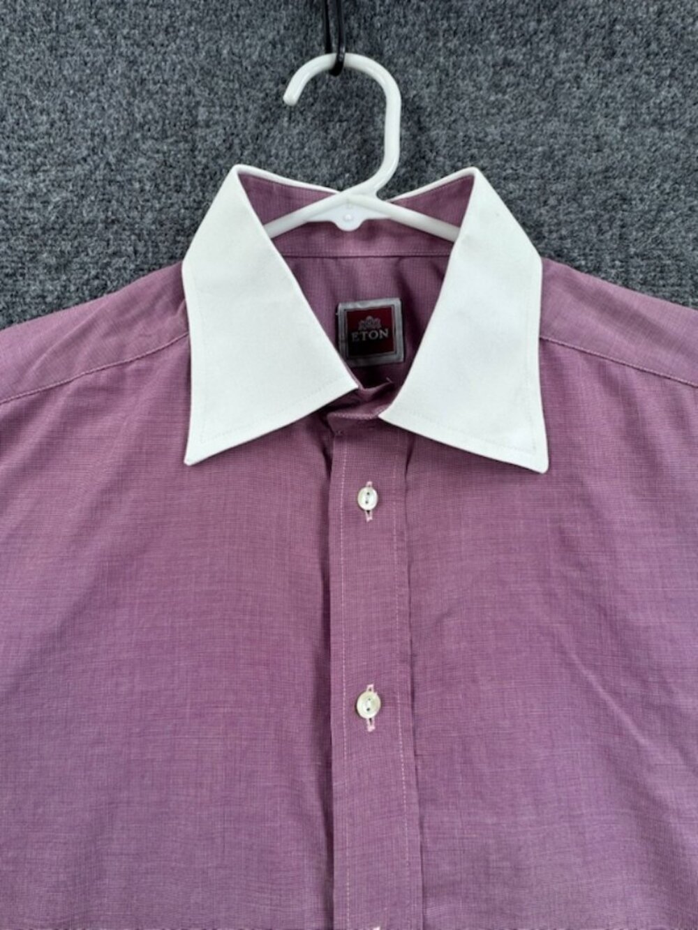 Eton Check Contrast Collar Red White French Cuff 16.5 Point Button Up Men Shirt